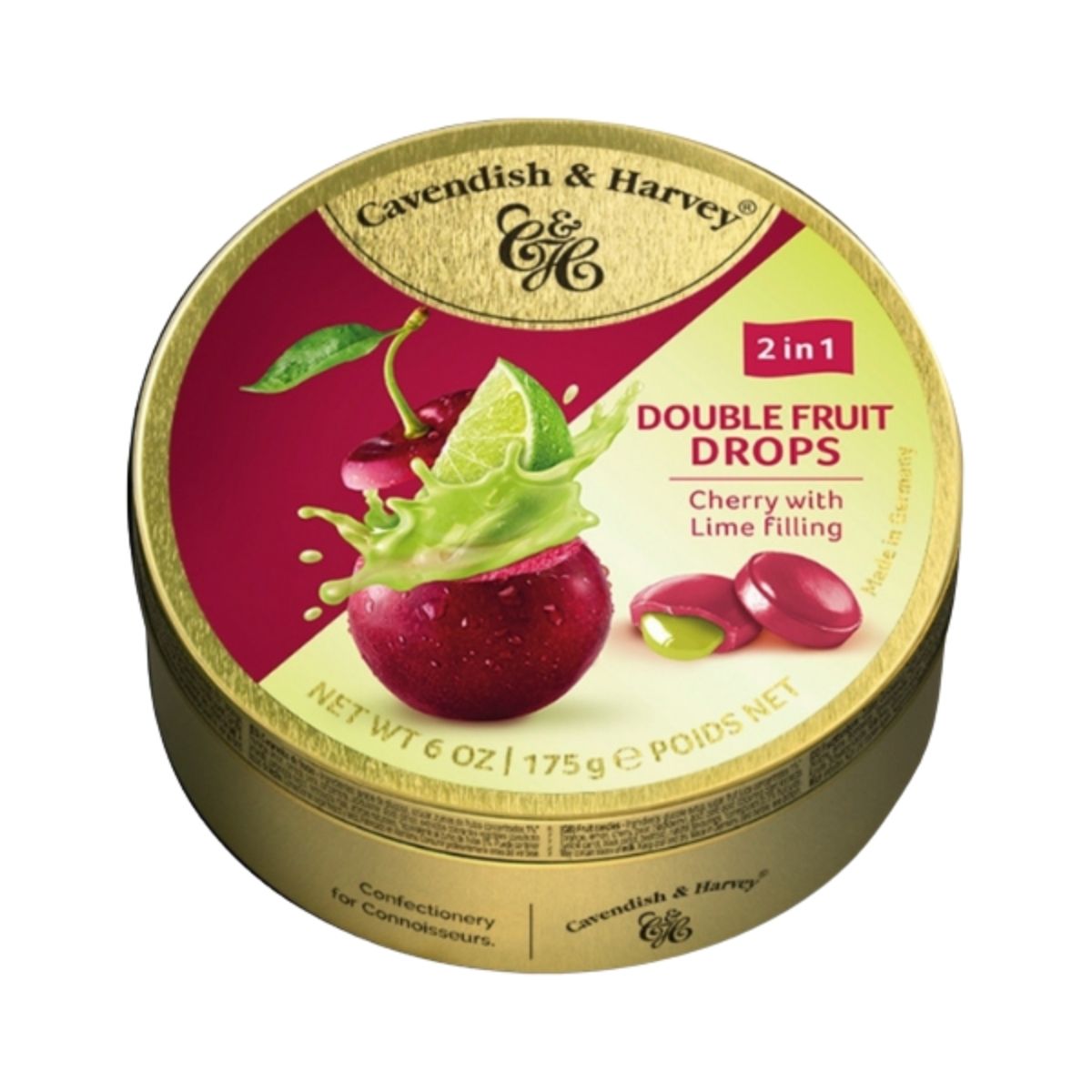 CH 18-CH DOUBLE FRUIT CHERRY & LIME FILLED DROPS - CARAMELOS DE CEREZA RELLENOS DE LIMÓN - CAVENDISH.Y.HARVEY - Compralo en Calvbrunnen