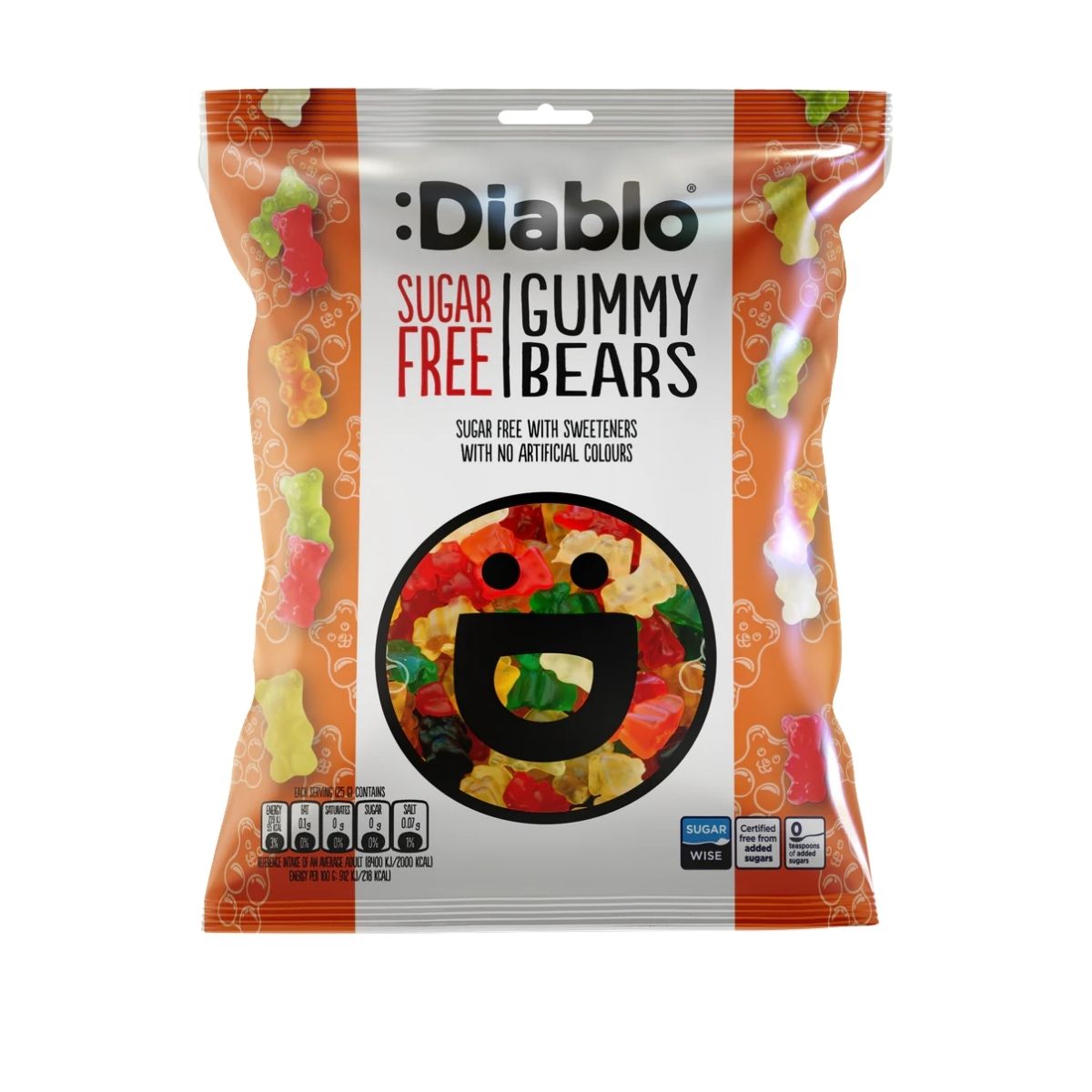 DI 071-DI 75G SUGAR FREE GUMMY BEARS SWEETS - GOMITAS SIN AZÚCAR SABOR A FRUTAS - DIABLO - Compralo en Calvbrunnen