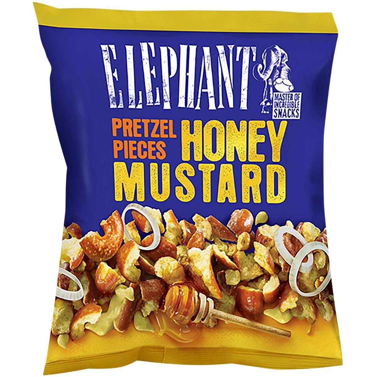 AL 23-AL 160G ELEPHANT PRETZEL PIECES HONEY MUSTARD - TROZOS DE PRETZEL CON MOSTAZA Y MIEL - ALKA - Compralo en Calvbrunnen