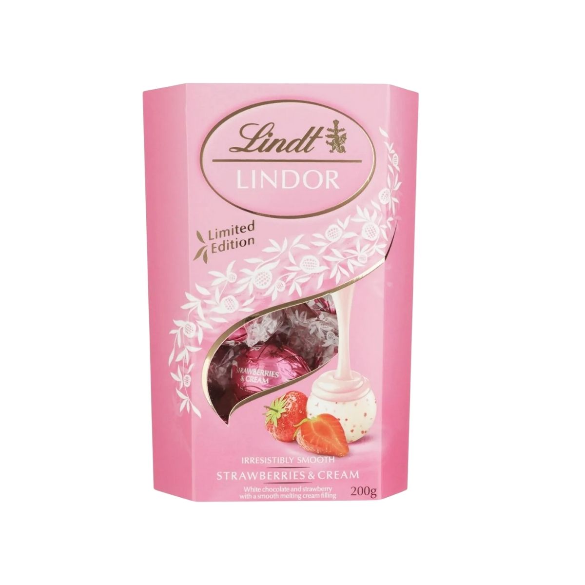LD 80-LD LINDOR STRAWBERRY & CREAM - TRUFAS DE CHOCOLATE BLANCO CON FRESA - LINDT.Y.SPRUNGLI - Compralo en Calvbrunnen