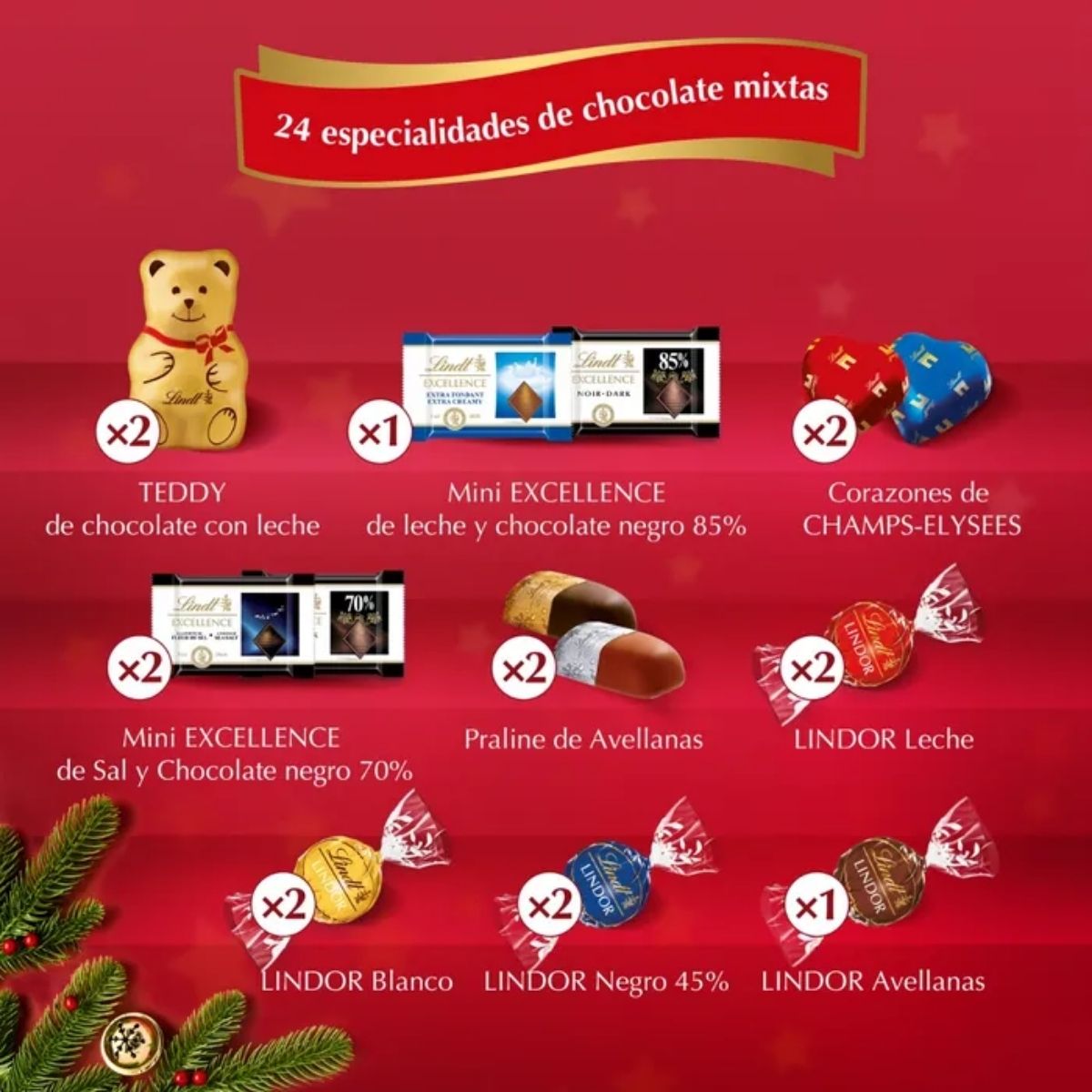 LD 09W-LD 221G CHRISTMAS TREE ADVENT CALENDAR - CALENDARIO DE ADVIENTO DE CHOCOLATES