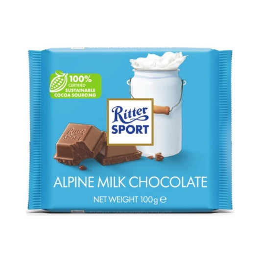 RS 220-RS ALPINE MILK CHOCOLATE - CHOCOLATE CON LECHE DE LOS ALPES - RITTER.SPORT - Compralo en Calvbrunnen