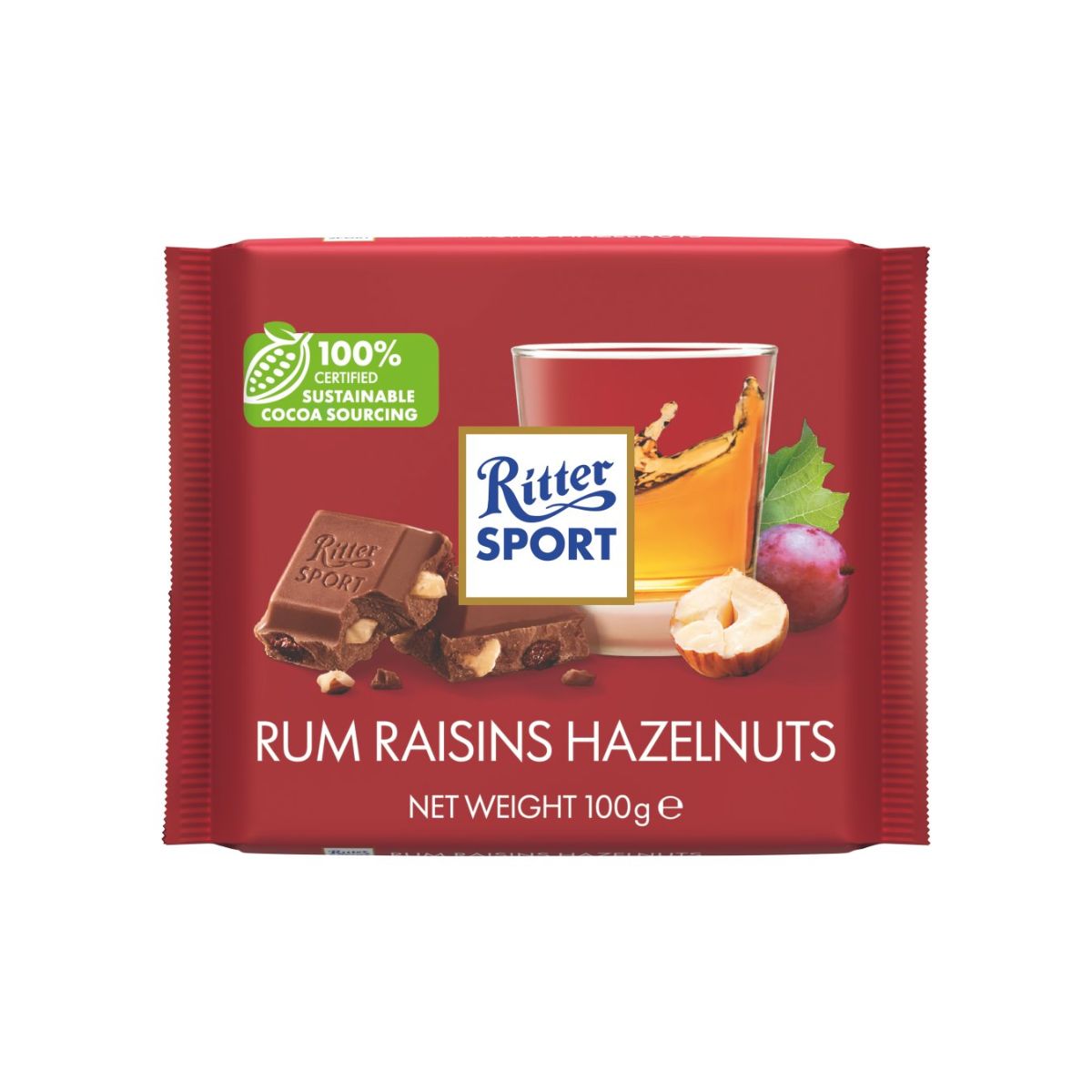 RS 231-RUM RAISING & HAZELNUTS - CHOCOLATE CON RON PASAS Y AVELLANA - RITTER.SPORT - Compralo en Calvbrunnen