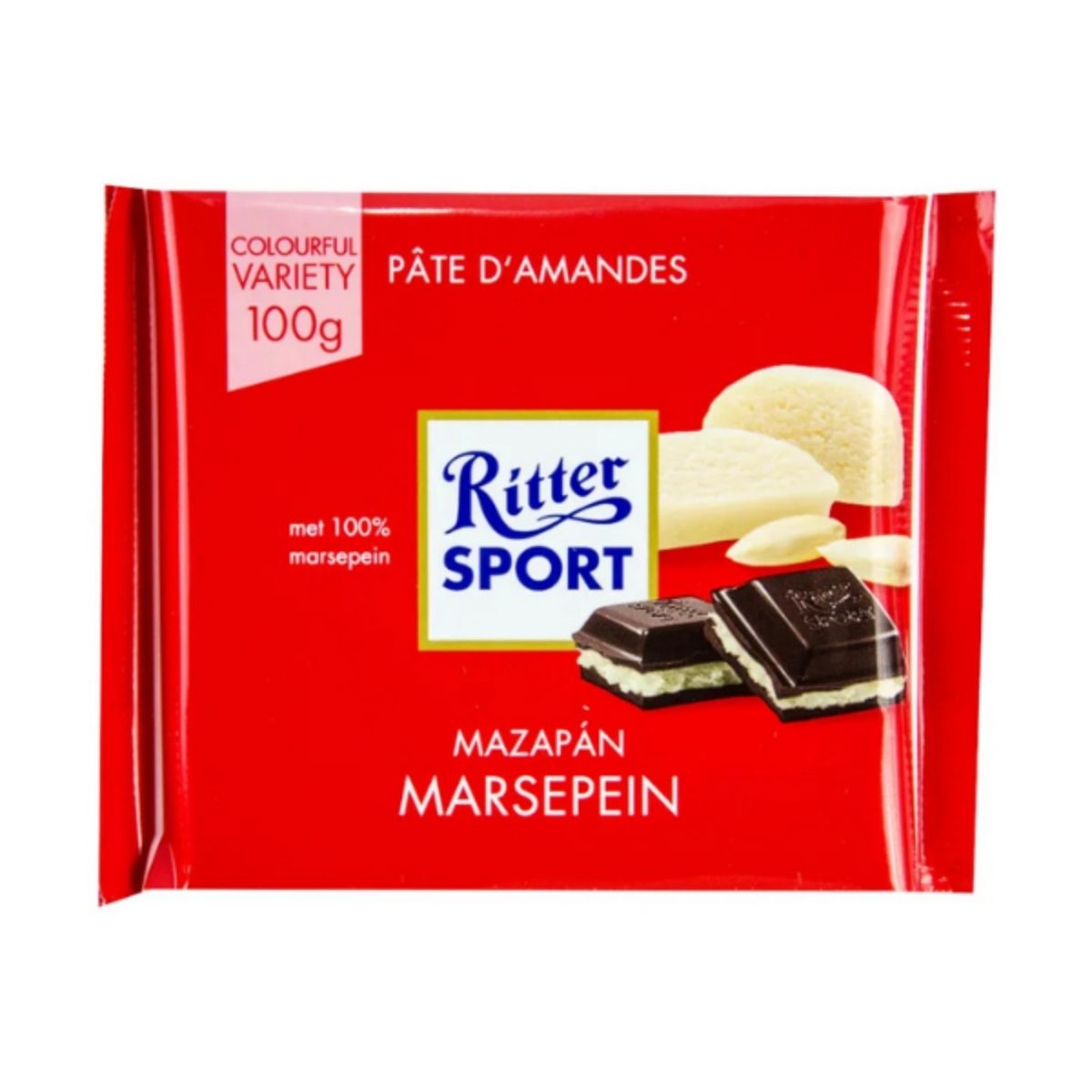 RS 214-RS MARZIPAN - CHOCOLATE RELLENO DE MAZAPÁN - RITTER.SPORT - Compralo en Calvbrunnen