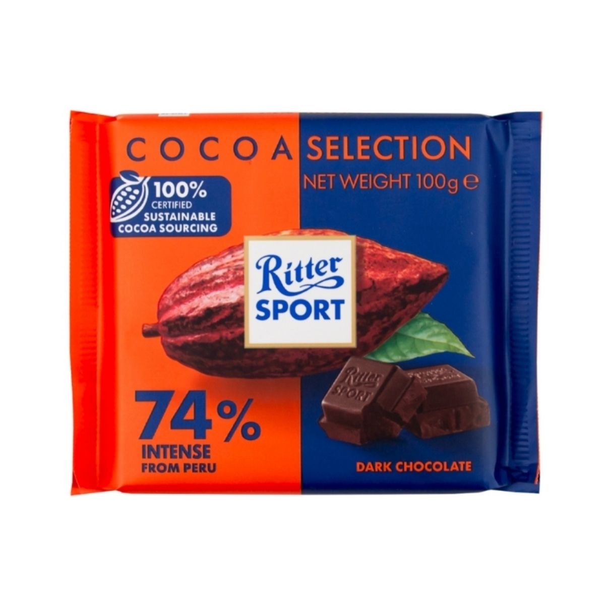 RS 338-RS 100G INTENSE FROM PERÚ 74% - CHOCOLATE OSCURO AL 74% DE PERÚ - RITTER.SPORT - Compralo en Calvbrunnen