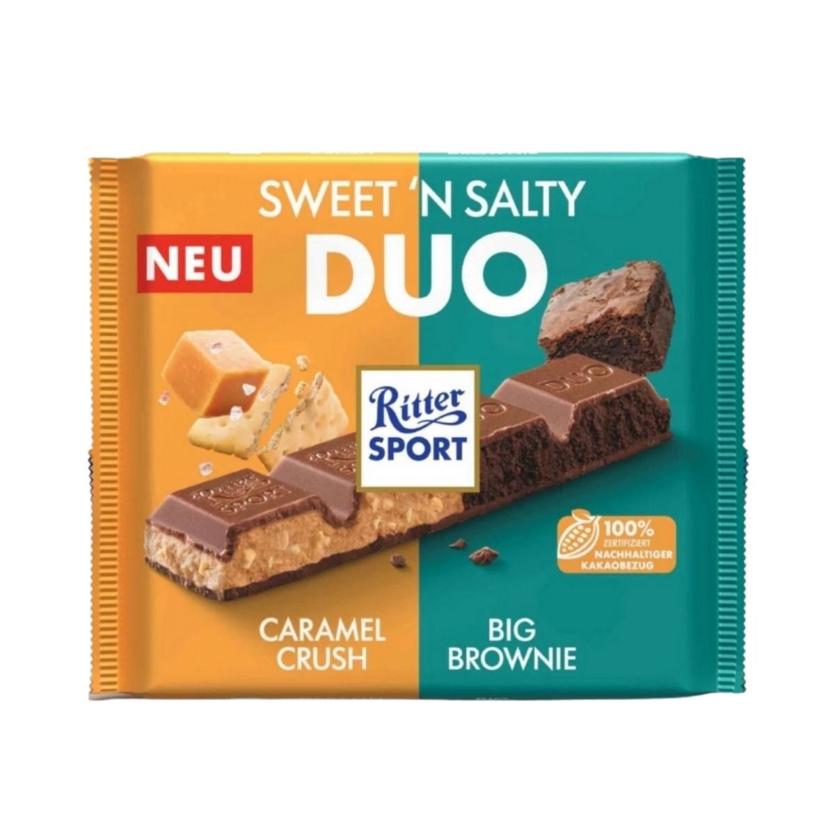 RS 502-RS 218G SWEET & SALTY DUO - CHOCOLATE MITAD BROWNIE Y CARAMELO CON SAL - RITTER.SPORT - Compralo en Calvbrunnen