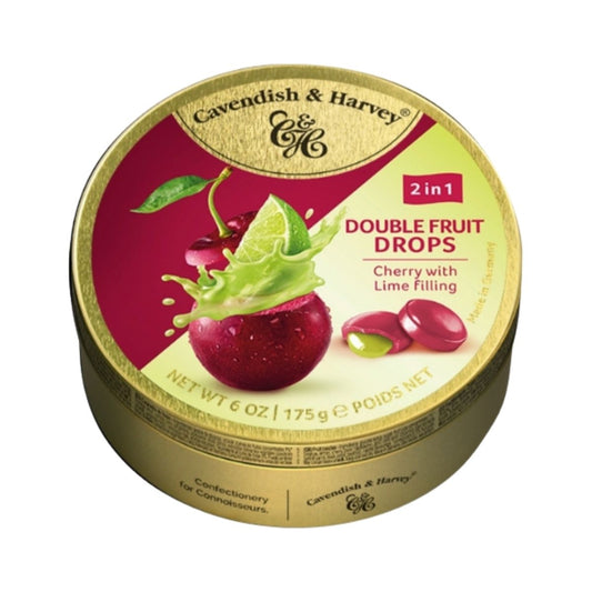 CH 18-CH DOUBLE FRUIT CHERRY & LIME FILLED DROPS - CARAMELOS DE CEREZA RELLENOS DE LIMÓN - CAVENDISH.Y.HARVEY - Compralo en Calvbrunnen