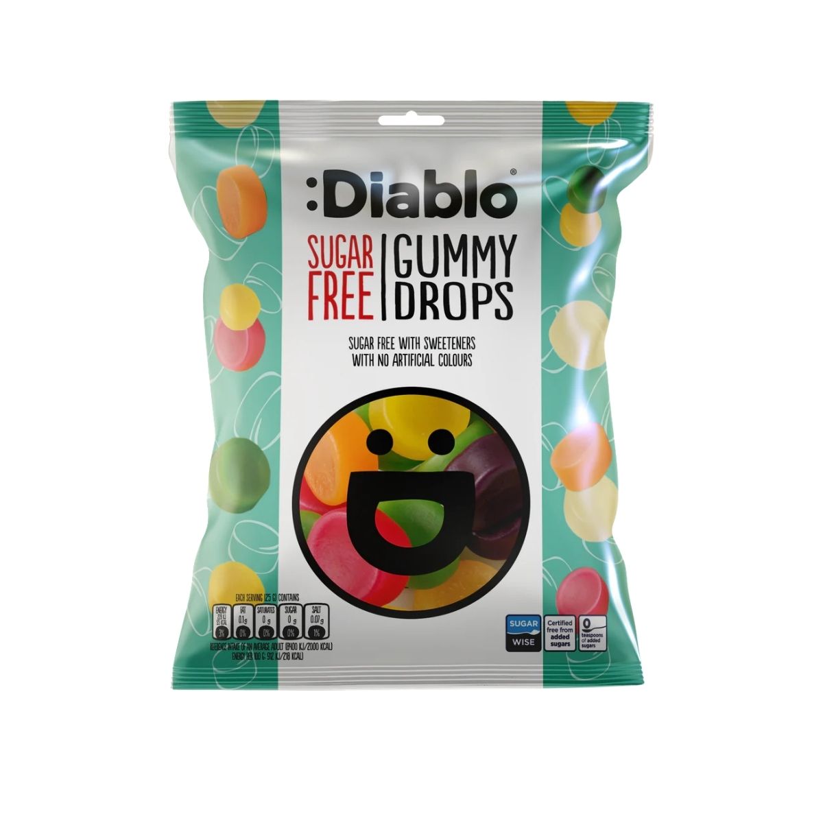 DI 073-DI 75G SUGAR FREE GUMMY DROPS - GOMITAS SIN AZÚCAR SABOR FRUTAS - DIABLO - Compralo en Calvbrunnen