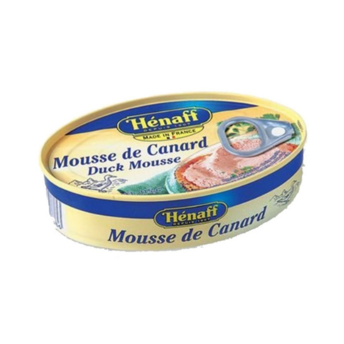 HF 07-HF MOUSSE DE CANARD - PATÉ DE PATO - LATA OVALADA - HENAFF - Compralo en Calvbrunnen