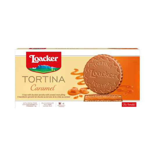 LO 017-LO TORTINA CARAMEL - GALLETA RELLENA DE CHOCOLATE CON CARAMELO - LOACKER - Compralo en Calvbrunnen