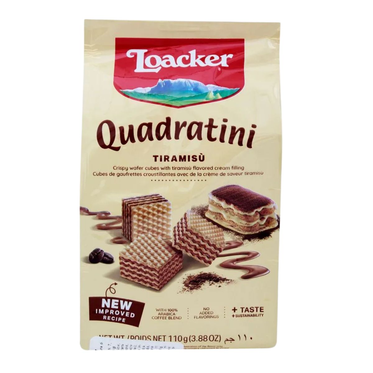 LO 047-LO QUADRATINI TIRAMISÚ - GALLETA WAFFLE CON CREMA DE TIRAMISÚ - LOACKER - Compralo en Calvbrunnen