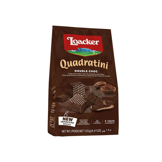 LO 048-LO QUADRATINI DOUBLE CHOCOLATE - GALLETA WAFLE CON CREMA DE DOBLE CHOCOLATE - LOACKER - Compralo en Calvbrunnen