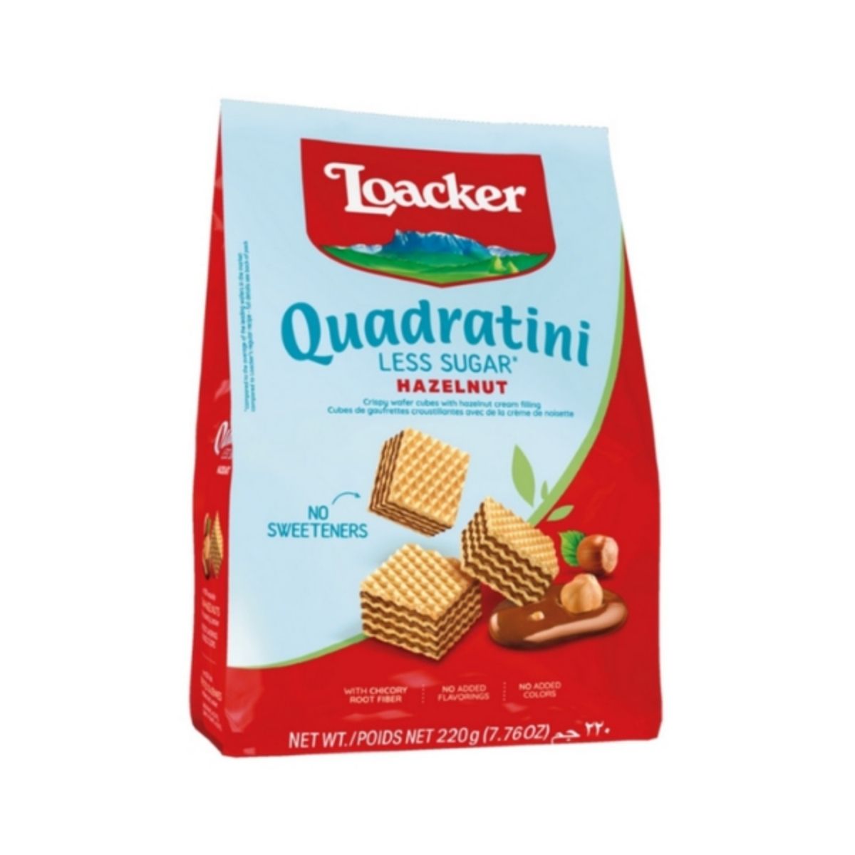 LO 150-LO QUADRATINI LESS SUGAR NAPOLITANER - GALLETA WAFFLE CON CREMA DE AVELLANAS CON MENOS AZUCAR - LOACKER - Compralo en Calvbrunnen