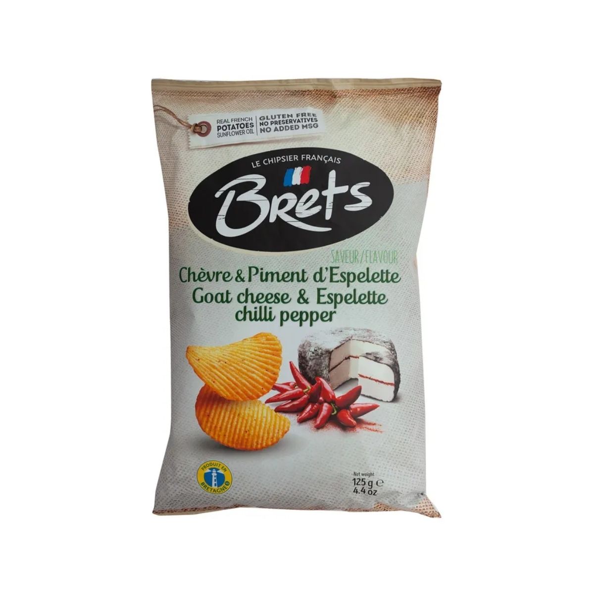 BT 06-BT 125G CHIPS SAUVER CHEVRE PIMIENT D'ESPELETTE - PAPALINAS CON QUESO DE CABRA Y PIMIENTO - BRETS - Compralo en Calvbrunnen