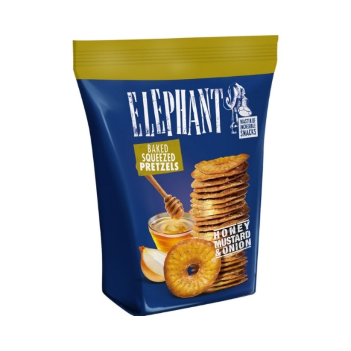 AL 03-AL ELEPHANT HONEY MUSTARD & ONION - PRETZELS CON MIEL MOSTAZA Y CEBOLLA - ALKA - Compralo en Calvbrunnen