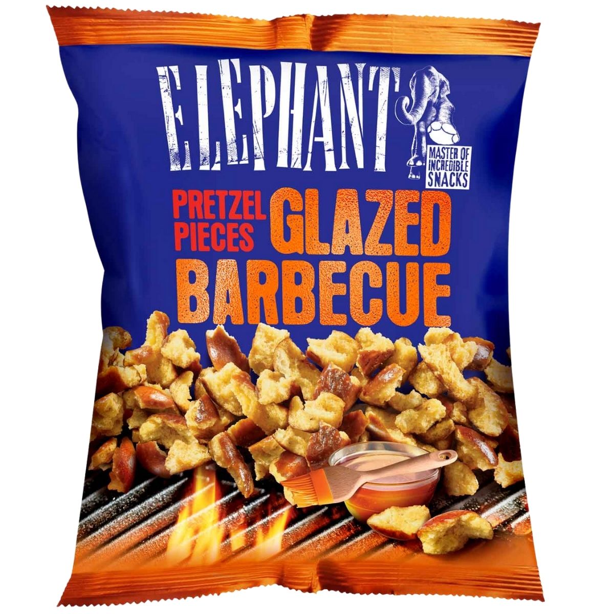 AL 27-AL 160G ELEPHANT PRETZEL PIECES GLAZED BARBECUE - TROZOS DE PRETZEL CON BARBACOA - ALKA - Compralo en Calvbrunnen